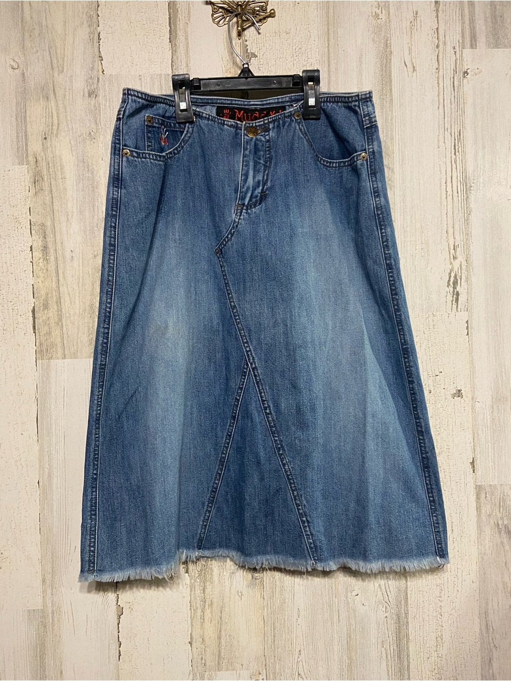 Mudd Yo Blue Cotton Denim Midi Skirt 9